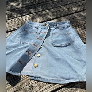 Denim Button-Up Skirt with Pockets sz small by heritage farmer